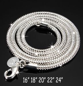 3mm 925 Sterling Chain Silver Necklace 16/18/20/22/ 24 tum Solid Silver Hummer Clasp Halsbandkedjor för kvinnors smycken4883622