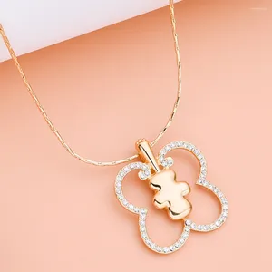 Pendant Necklaces Catuni Fairy Winx In Club Flora Necklace Luxury Butterfly Flower Crystal Zircon Chic Jewelry For Women Girls