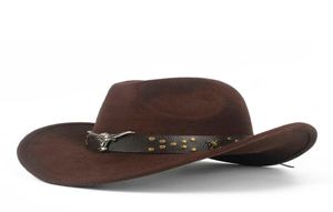 Steampunk Child Kids Wool Hollow Western Cowboy Hat Boy Girl Outblack Sombrero Hombre Jazz Cap Size 5254 Q08056760209