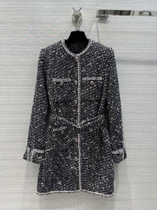 Milan Pist Ceketleri 2024 Yeni Bahar O boyun uzun kollu üstler Marka Aynı Stil Katlar Kadın Tasarımcısı Tops 1225-5
