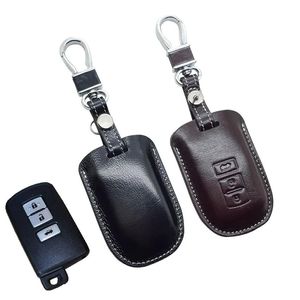 Klistermärken läder bilnyckel fob fodral för Toyota Camry 2012 2.5V/2.5G/2.5S 2013 Camry Smart Key Holder Bag Keychain Auto Accessories