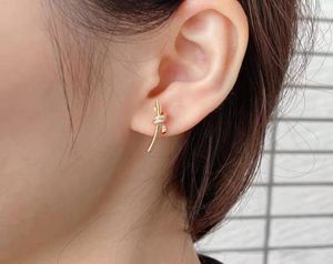 Season's New Geometric Retro Rope Knot Stud Earrings Knotted Niche 18K Gold Plated Diamond Fashion Jewelry Gift8480770