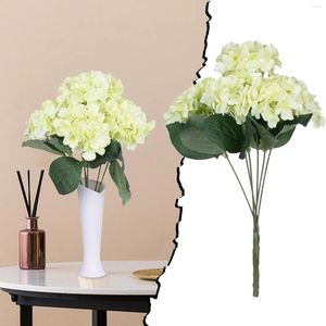 Fiori decorativi 6 grandi teste ARTICIFICIALE Hydrangeas Bridal Bouquet Silk Hydrangea Bunch per feste di nozze Casa in legno Picks floreali in legno