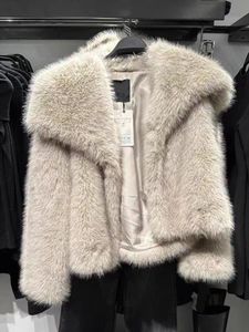 Casual New Women's Fashion Warm Fur Płaszcz Kobiety Elegancki kołnierz odcienia długi rękaw.