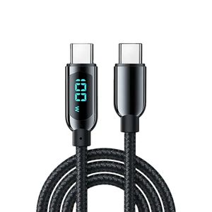 100W USB C to USB C Cable Fast Charge Nylon Braided Cable with LED Display for iOS,Android,lPad,MacBook,Samsung,and etc.