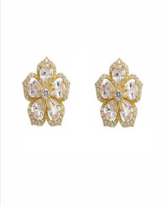 Clip-On-skruv Back Bettyue estCharming Flower utseende Multicolor Choice Cubic Zircon Dazzling Earring Romantic Jewelry for Femal5607811