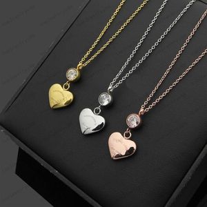 Luxus herzförmige Einzeldiamantgold-Halskette Designer Pfirsich Herz Ohrringe Paar Weihnachtsgeschenk mit originaler Samtbeutel und 209s