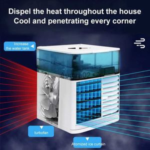 Electric Fans Desktop Air Conditioner Portable Fan Dual Spray Ultrasonic Atomization 3-Speed Mute Air Cooler Night Light Electric Fan for Home YQ231225