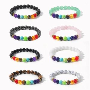 Strand OAIITE 8mm Natural Stone Beaded Bracelet 7 Chakra Volcanic Fashion Brings Good Luck Wealth And Health