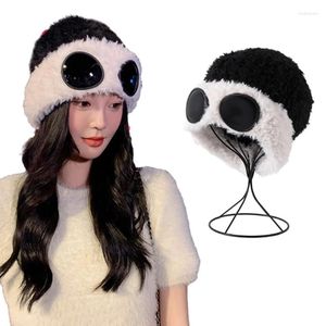 Ball Caps Elastic Beanie Cap With Goggles Plush Ear Muff Hat Universal Women Windproof EarFlap For Outdoor Activity Skiing