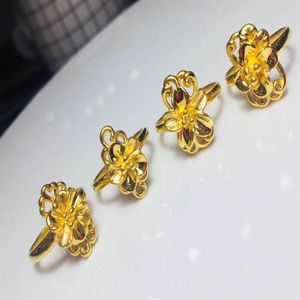 Klusterringar hx 24k Pure Gold Ring Real Au 999 Solid Elegant Shiny Heart Beautiful Upskala trendiga smycken säljer 20212954