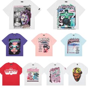 Herr t-shirts hip hop high street mode sommar tvätt brev tryck avslappnad lös mäns och kvinnors korta ärm t-shirts