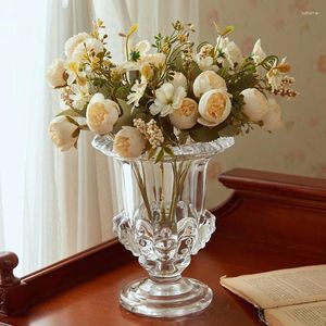 Kwiaty dekoracyjne Wysokiej jakości Fall Atficial Flower Seony Dekoracje świąteczne White Wedding Bridal Bouquet Room Decor Dorszenia