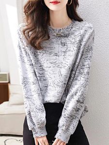 Bluzy damskie okrągłe szyję z orint na kobiecych ubraniach pullovers bluzy dla kobiet i koreańskich topów moda ciepłe grube e