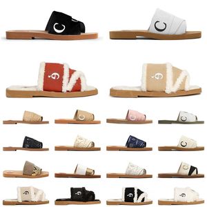 chloe sandals chloee sandals women Plataforma famosas sandálias de designer mulheres sandália slides lace Lettering Tecido lona mules flat trainers loafers sapatos 【code ：L】