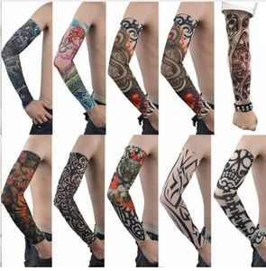 Tattoos 10 pcs/set Skin Proteive Nylon Stretchy Fake Temporary Tattoo Sleeves Arm Stockings Design Body Cool Men Unisex Fashion Arm Warmer