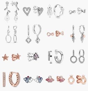 925 STERLING SREBRE STUD BRADE NOWOŚĆ BIRSHLUS DOUBLE HOOP KOTEKSY WYSOKIEJ Jewelnia Rose Gold Star Love Ear Studs Charm Dust Bag Difts Fit Charm4354258