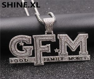 Hip Hop Iced Out God Family Money Pendant Necklace Cubic Zircon Gold Silver Plated with Rope Chain3338748