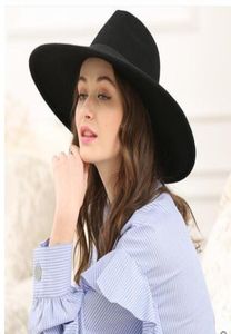 Super Big S Brim Fedora Hat Black Khaki Women Bow Jazz Hat Wool Felt Casual Winter Fedora Hat Mujeres Sombrero Y2001105648969