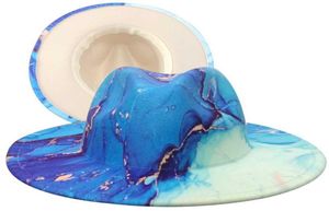 Beanieskull Caps Fedora Wide Brim Print Tie Dye Men039s and Women039s Tweed Fashion Panama Retro Gradient Jazz Hat Fedora M4849352