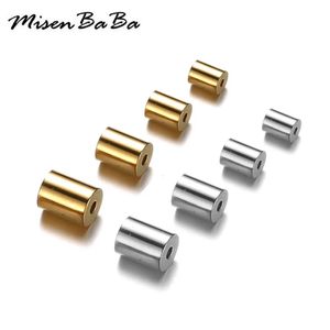 100pcslot 4mm 6mm 8mm Stainless Steel Cord Beads Tassel Caps For Jewelry Making Accessories Tube Rope Pipe Connectors Findings 231225