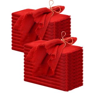 24 pçs natal vermelho retro gaze algodão guardanapo atacado 32x32cm toalha de chá festa de casamento mesa decoração rebarbas guardanapos 231225