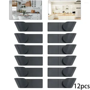 Mutfak Depolama 12 PCS Pot Kapağı Tutucu Kendinden Yapışkan Duvara Monte Pan Abs Kaşık Kapağı Raf Aksesuarları Raf