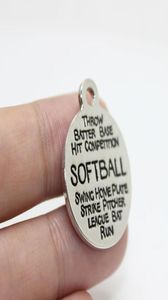 Nya ankomster 12st22mm softball charm hög kvalitet legering plätering vit k softball charms ord collage charms pendan för diy jude5024880