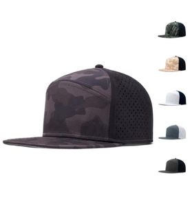 Tutta la fattura piatta flex fit Logo personalizzato snapback gorras impermeabile tagliato al laser bianco camo 6 pannelli sportivi cappelli da baseball Melin cap8717943