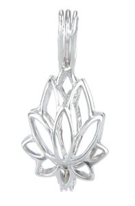 925 Silver Locket Cage Lotus shape Pearl Gem Beads Cage Pendant Can Open Sterling Silver Pendant Mounting DIY Jewelry Fitting337B3023604