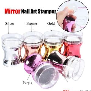 Nail Art Kits 6 Cores Espelho Stamper Clear Sile Cabeça Manicure Raspador Polonês Modelo de Transferência com Cap Stam Drop Delivery Dhesa