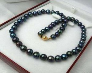 Urocze naturalne 910 mm Pa w Paworek Czarny Tahitian Hodowlany naszyjnik Pearl 1625039039 14K7305621