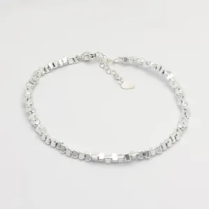 Очарование браслетов Heshi 925 Серебряный серебряный треугольный браслет блестящий цепь для женщин в минималистских украшениях