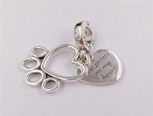 925 Sterling Silver Valentines Day smycken Making Style Hearts Paw Print Dangle Charms Chain Diy Girls Armband For Women Necklace Bead Kit Bangle 799320c011798231