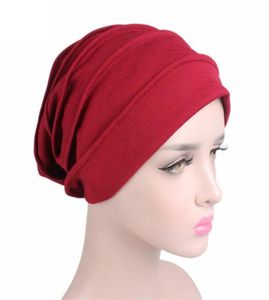 Mulheres índia chapéu muçulmano plissado câncer quimio chapéu gorro cachecol turbante cabeça envoltório boné casual mistura de algodão confortável macio material18546154