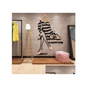 Adesivos de parede DIY 3D não-tóxico acrílico moda menina adesivo loja de roupas decoração casa decoração t200111 gota entrega jardim dhrkg