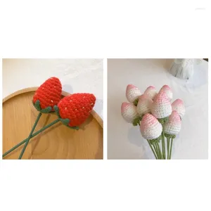 Flores decorativas Crochet Strawberry Flower Hand Tado Diy Art Crafts Party Decoration for Wedding Birthday Bording Background Decor