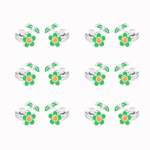 Bolzenohrringe Luxukisskids 12pairs/Grundstücke trendy 9,9 mm Edelstahlblume Ohrring süßes Stil Baby Gira Grack Party Student P.