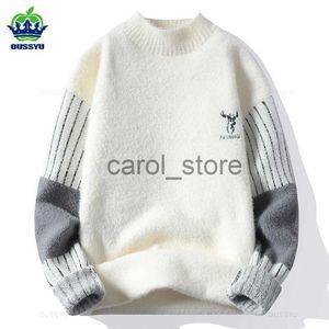 Suéteres masculinos Winter Sweaters Aquecedores Homem Moda Moda Slim Coreia Preto Branco de Streetwear espesso Mink para suéter de gola alta