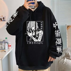 Jujutsu kaisen hoodies kugisaki nobara tröjor anime hoodie pocket tröja y2k streetwear överdimensionerade pullover manliga kläder