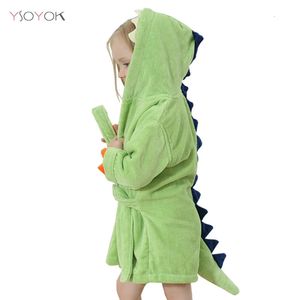 Cartoon Dinosaur Children Rodes de banho Pijama de pijamas de capuz Toalha de praia Robo de banho macio de banho macio meninos vestes de meninas 231225