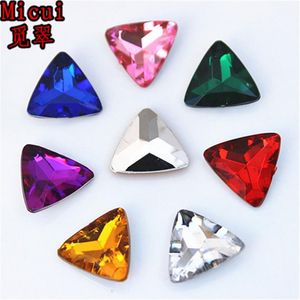 Micui 100pcs 15mm Mix Color Triangle Crystal Rhinestones Raintback Stones Fancy Stones Acrilic Rhinestones Strass Crystal Stones Applique217o