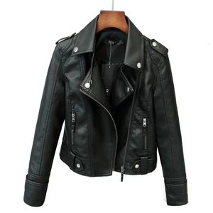 Loose Pu Faux Leather Jacket Women Classic Moto Biker Spring Autumn Lady Basic Coat Plus Size Ytterkläder 231225