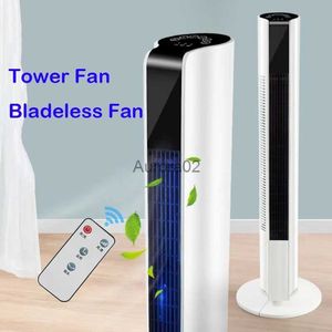 Elektriska fläktar Remote Electric Tower Fan Rotating Bladeless Remote Control Mute Vertical Fan Home Living Room Air Cooler 220V Swings90 YQ231225