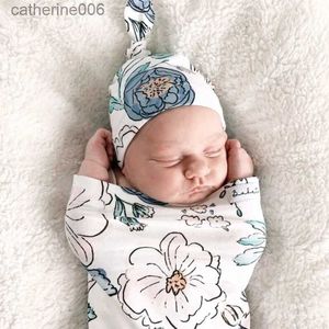 Sovsäckar baby sovsäck nyfödda hatt swaddles mjuk bomulls sömnfilt barn spädbarn filtar fotografi propsl231225