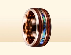 Cluster Rings Bonlavie 8mm Hawaiian Koa Wood and Abalone Shell Tungsten Carbide Wedding Bands for Men Comfort Fit storlek 4 till 171316534