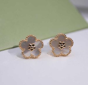 2022年の新しいモデルPlum Blossom Earrings S925フルボディスターリングシルバーローズゴールドフリティラリアインレイドラグジュアリーブランドジュエリー3044802