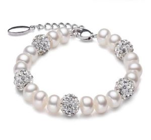 Prawdziwa piękna słodkowodna perła bransoletka kobiet kultury Biała bransoletka Pearl 925 Srebrna Jewlery Girl Dift Birthday GB7739032214