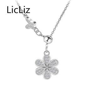 LicLiz Fashion 925 Sterling Silver Pendant Necklaces for Women Cute Flower CZ Zircon Necklace Mujer Moda Joyas de Plata LN0369 Y185597809