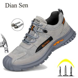 Diansen Mens Boots Safety Steel Toe Cap Shoes Antismash Women Arbetar Lätt oförstörbar utomhusskydd Sneaker 231225